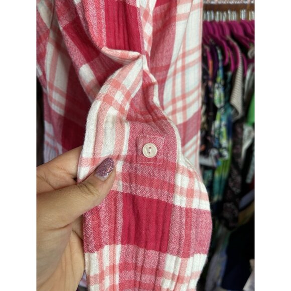 Sanctuary Mod Pink Plaid Buffalo Long Sleeve Boyfriend Shirt Button Down Size XL - Picture 7 of 10